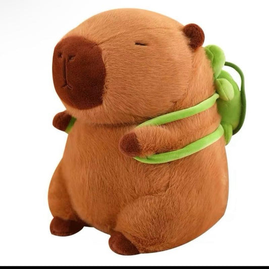 Jumbo Capybara Plush with Turtle Backpack (13 inch)